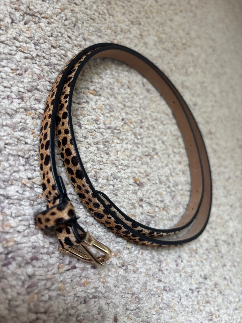Ann Taylor skinny animal print hair on hide skinny belt